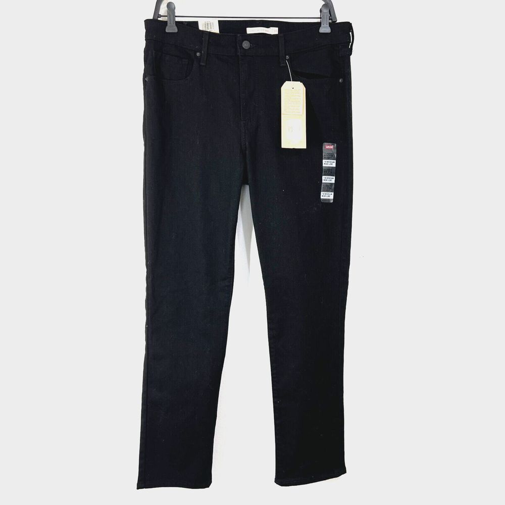 Levis Classic Mid Rise Skinny Slim Fit Jeans Womens 14 Medium 32 x 30 Black - Picture 1 of 9